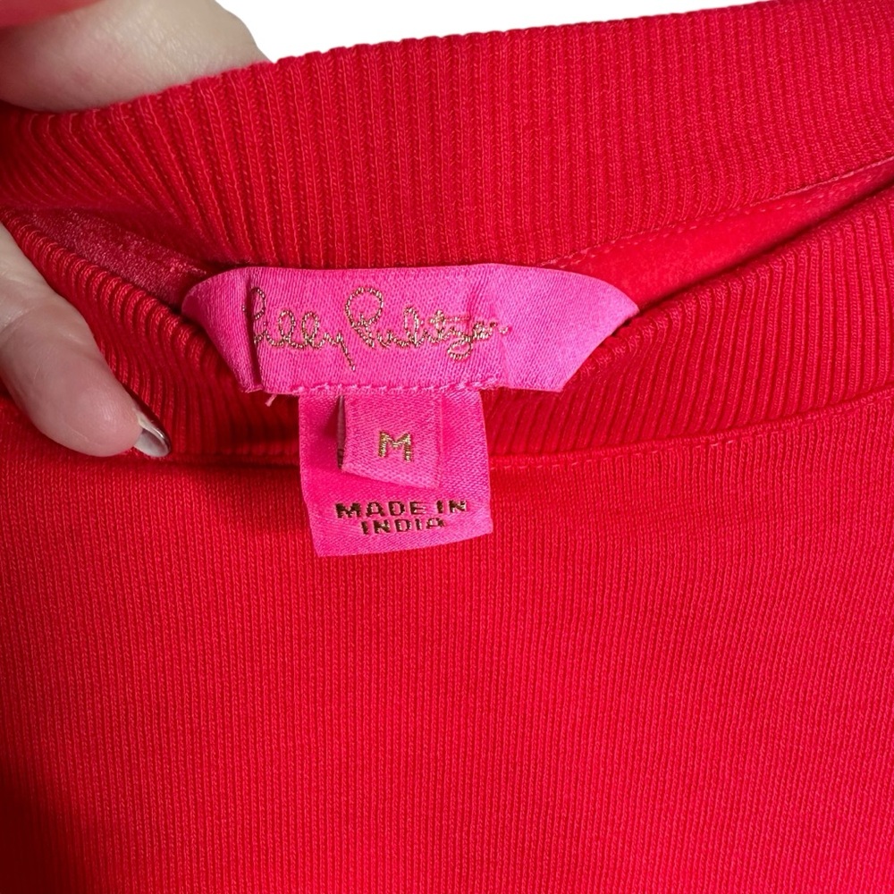 Lilly Pulitzer Ballard Sweatshirt SZ Medium Red Cheers Pearl Beading - Picture 8 of 16